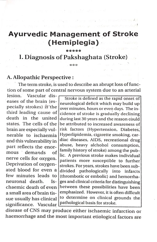 Ayurvedic Management of Stroke (Hemiplegia)